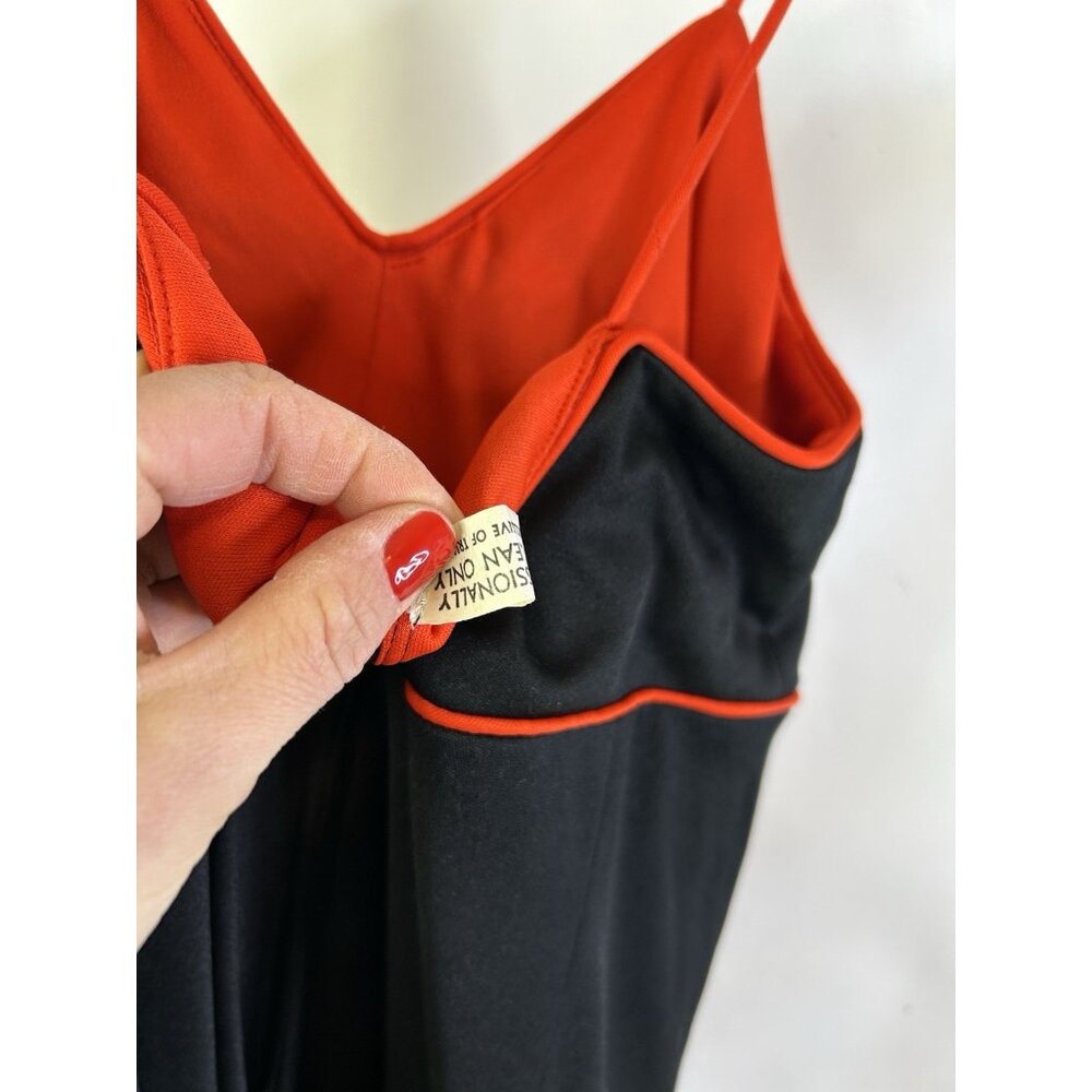 Vintage 70s Whimsigoth Vamp Bias Slip Dress Black Red USA Medium - Picture 8 of 8